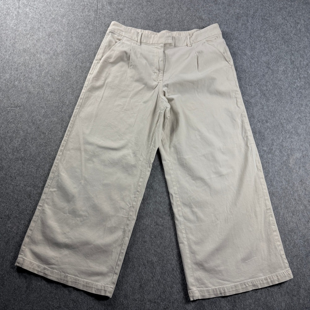 American Eagle Trouser Women's 18 Cream High Rise Wide Leg‎ Drape Pants 37x28